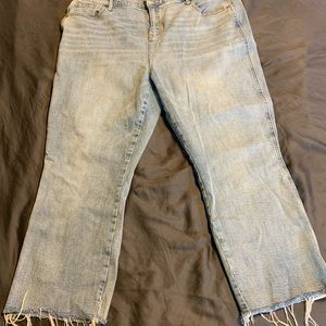 Old Navy flare ankle light wash frayed edge